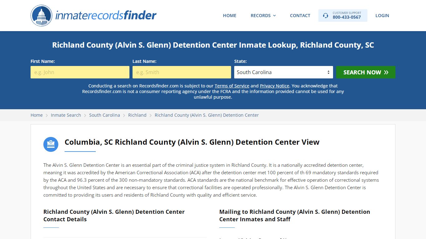 Richland County (Alvin S. Glenn) Detention Center Inmate ...
